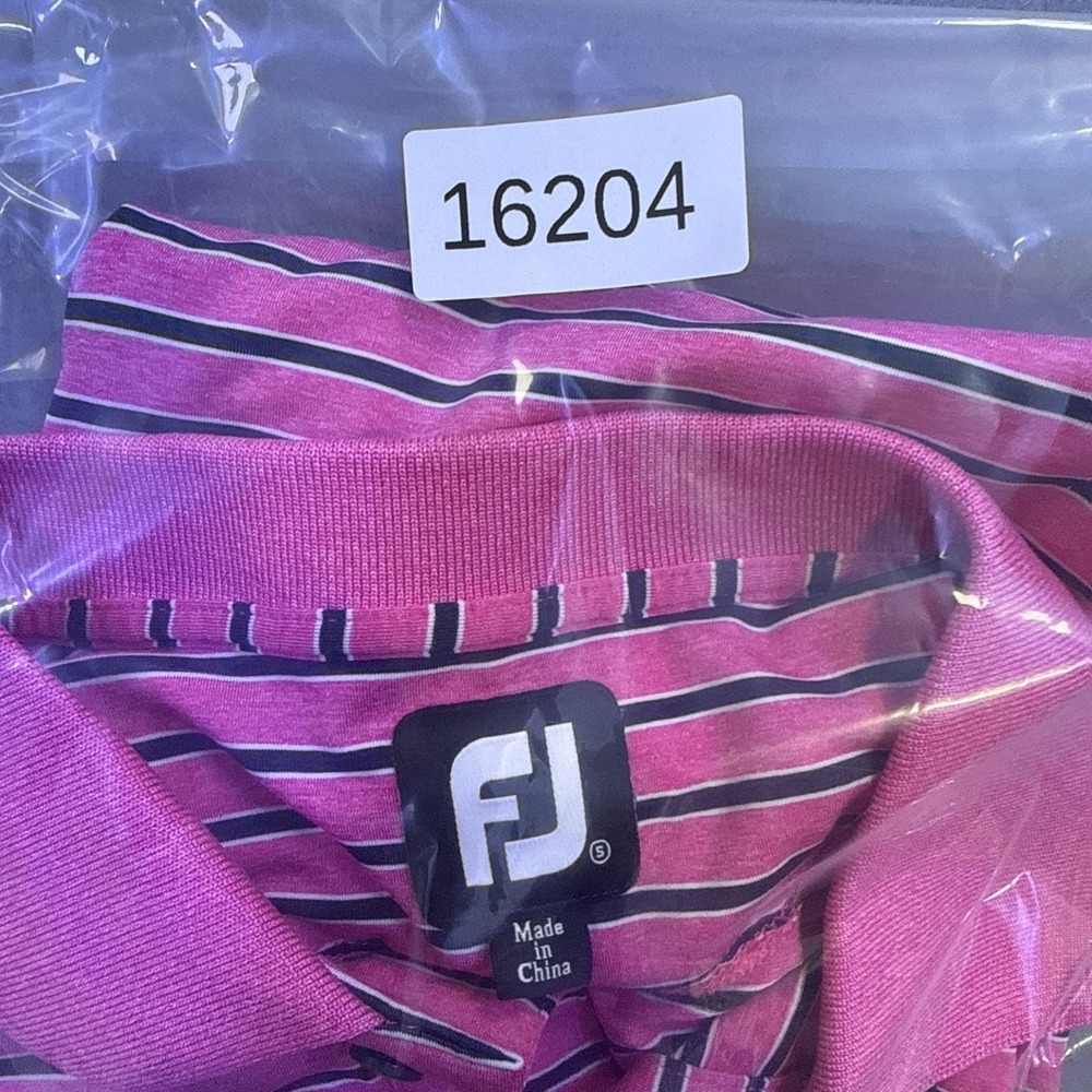 FootJoy SHIRT MENS SMALL PINK STRIPE Performance Golf Polo - Picture 7 of 7
